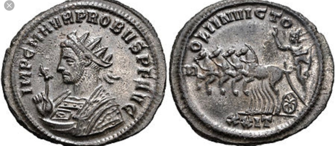 Moneta con Dio sole sul verso imperatore Probo